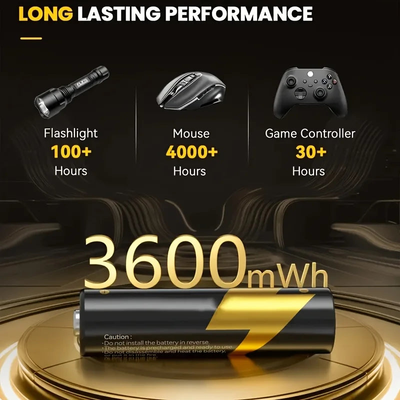 Rechargeable 1.5V 3600mWhAA lithium battery 8 sets, with fast charging box, high capacity AA lithium battery constant output lit