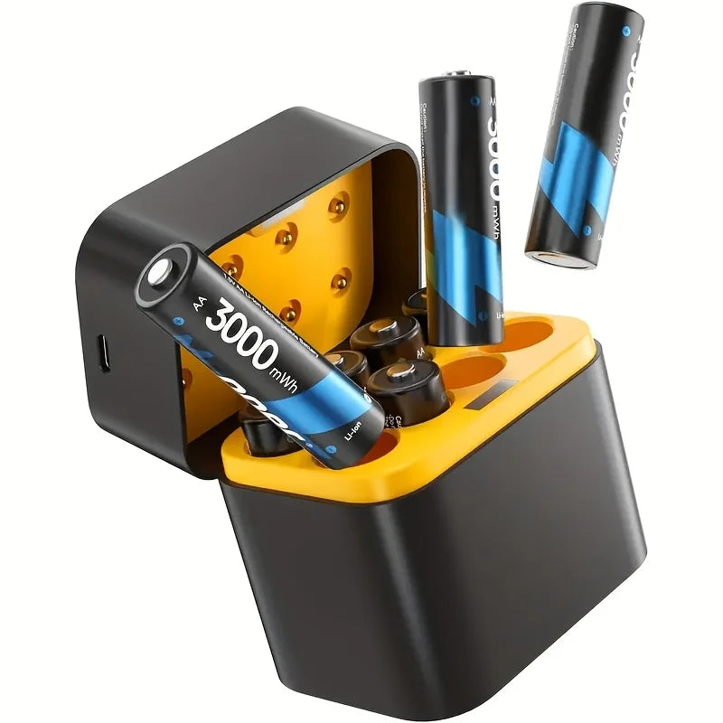 Rechargeable 1.5V 3600mWhAA lithium battery 8 sets, with fast charging box, high capacity AA lithium battery constant output lit