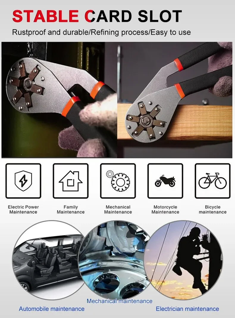 6/8 Inch Magic Wrench Household Maintenance Adjustable Twisting Hand Clamping Socket Outer Hexagonal Multifunctional Tool