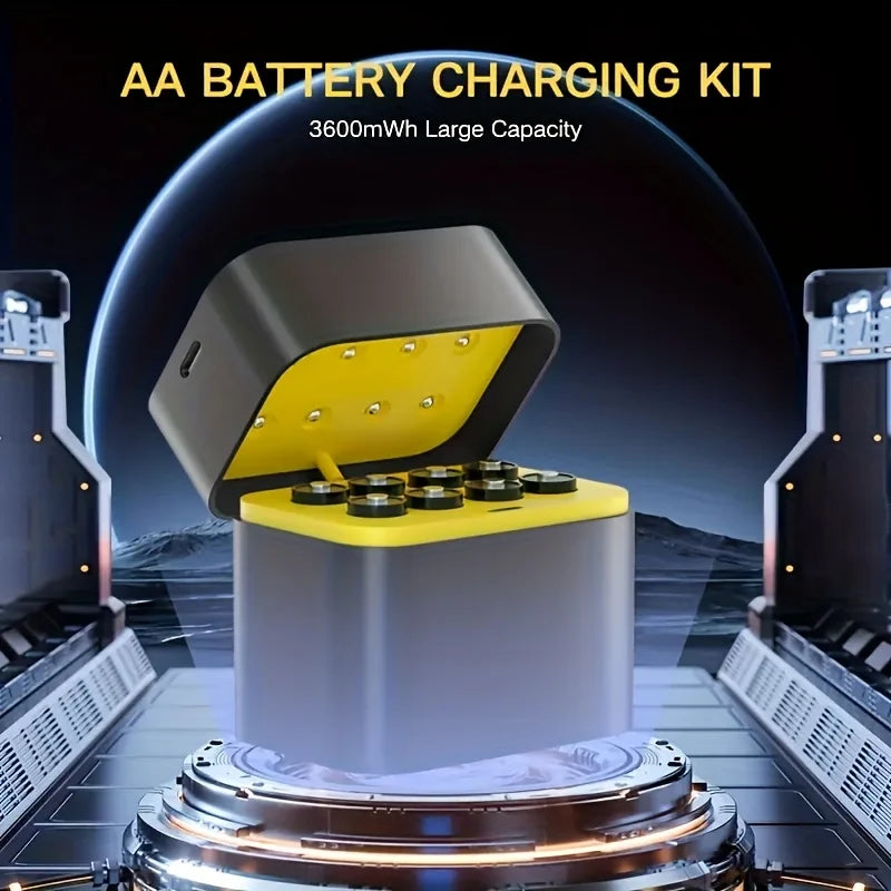 Rechargeable 1.5V 3600mWhAA lithium battery 8 sets, with fast charging box, high capacity AA lithium battery constant output lit