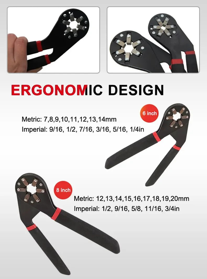 6/8 Inch Magic Wrench Household Maintenance Adjustable Twisting Hand Clamping Socket Outer Hexagonal Multifunctional Tool