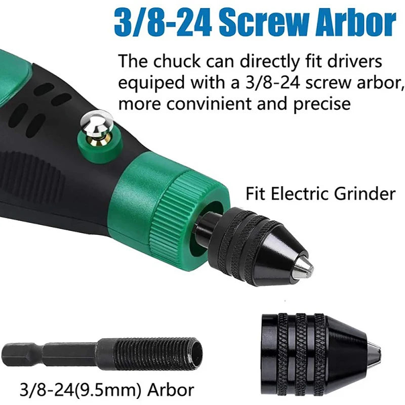 0.3mm-8.0mm Mini Keyless Chuck Electric Drill Bits Collet Converter Extension Screwdriver Chucks Adapter Fixture 1/4" Hex Shank