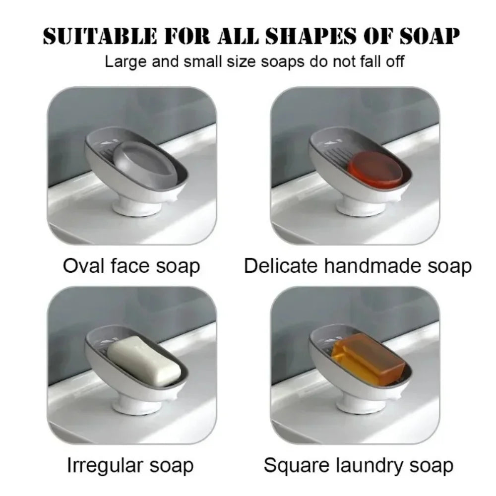 1pc Super Suction Cup Soap Dish Bathroom Portable Soap Dishes Holder Self Draining Soap Box For Bathroom Soap Holder Accessories