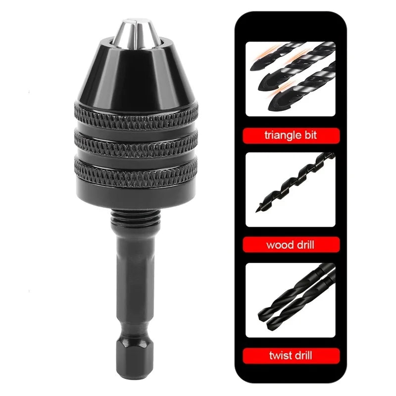 0.3mm-8.0mm Mini Keyless Chuck Electric Drill Bits Collet Converter Extension Screwdriver Chucks Adapter Fixture 1/4" Hex Shank