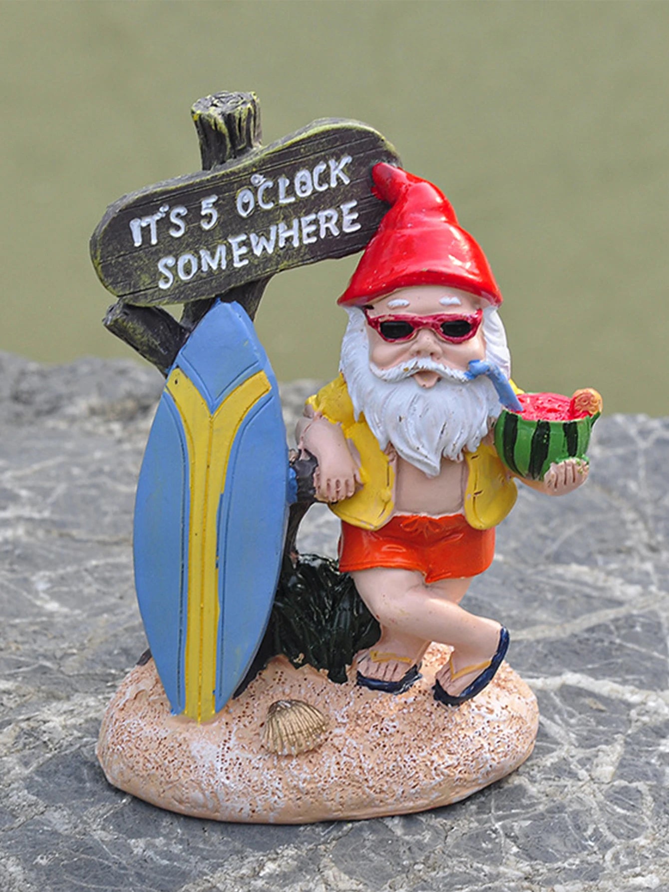1pc Surfboard Gnome Ornament Summer Garden Ornament Gnome Garden Decorative Ornament Statue Decoration