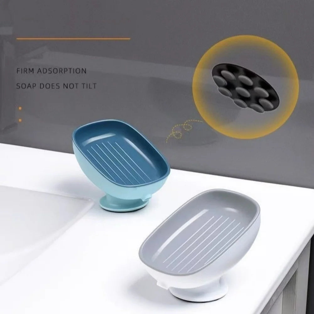 1pc Super Suction Cup Soap Dish Bathroom Portable Soap Dishes Holder Self Draining Soap Box For Bathroom Soap Holder Accessories