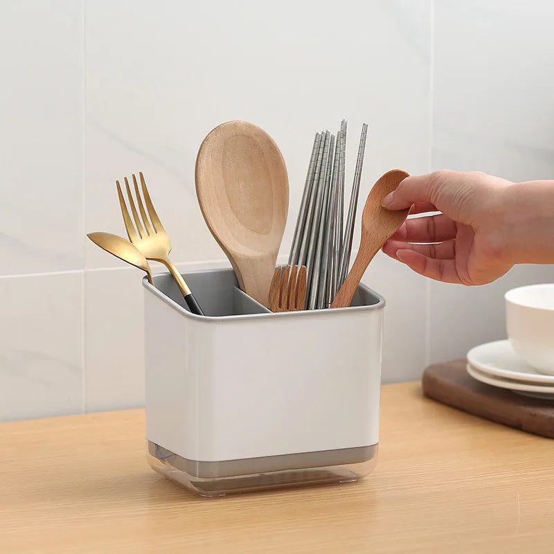 1pc Multifunctional Kitchen Utensil Holder-Space-Saving Chopsticks & Spoon Cage with Draining Storage Tube for Easy Organization