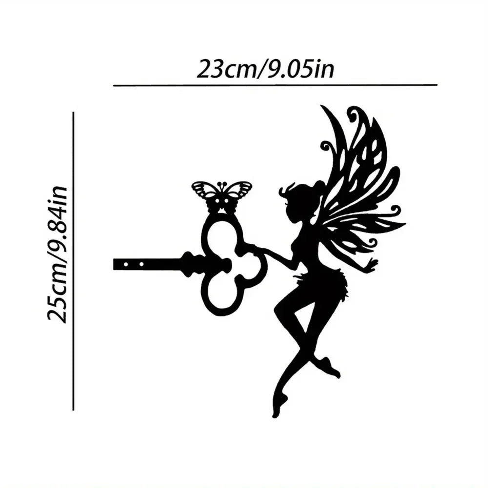 Garden Stake Iron Silhouette Cute Witch and Cat Tree Stump Plug-in Yard Art for Lawn Courtyard Decor