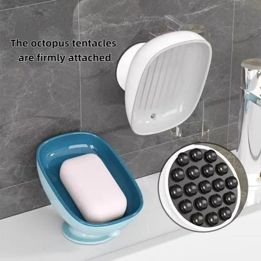 1pc Super Suction Cup Soap Dish Bathroom Portable Soap Dishes Holder Self Draining Soap Box For Bathroom Soap Holder Accessories