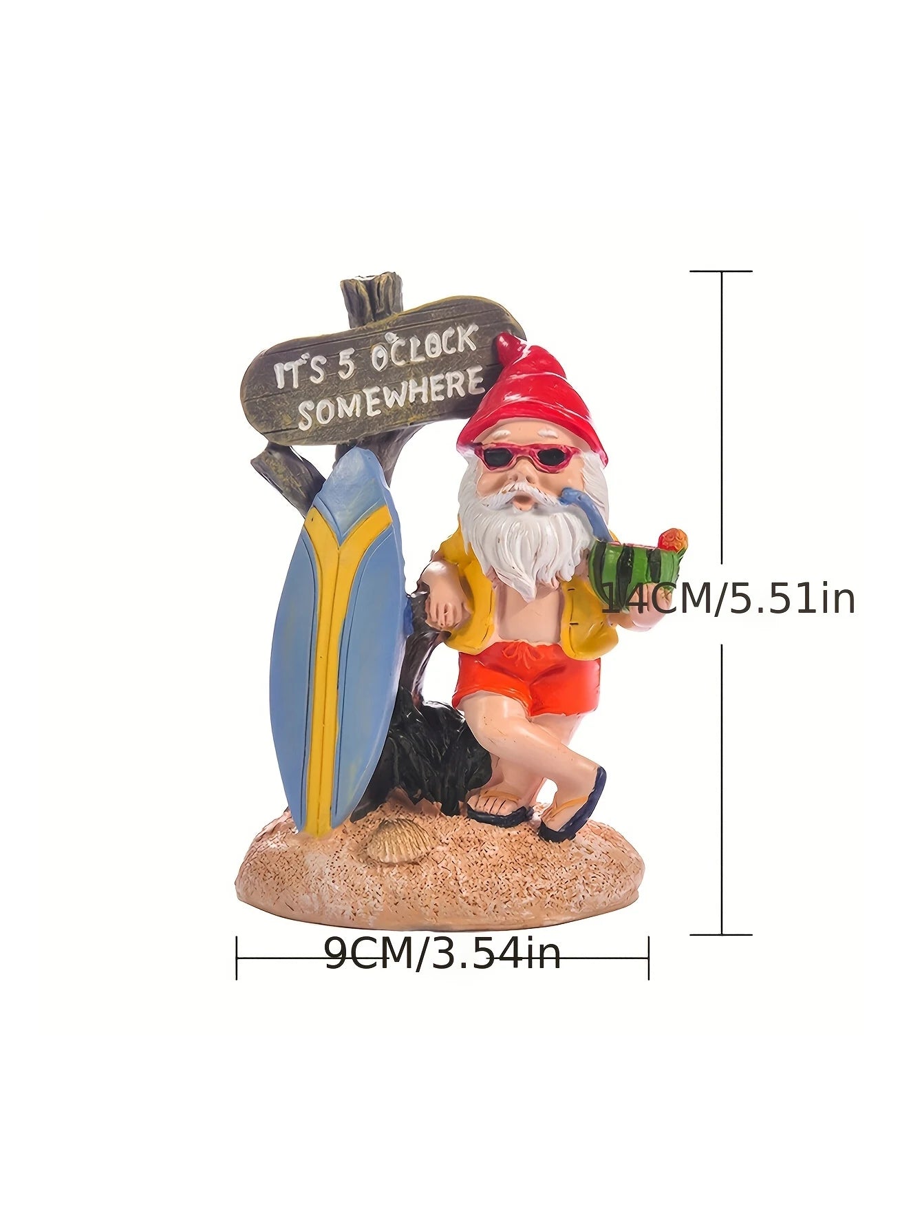 1pc Surfboard Gnome Ornament Summer Garden Ornament Gnome Garden Decorative Ornament Statue Decoration