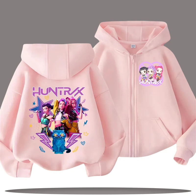 2026 New Kids Zip Up Sweatshirts Tiger Kpop Demon Hunters Hoodie Children Clothes Kid Girl Boy Sweatshirt Zipper Hoody Baby Top