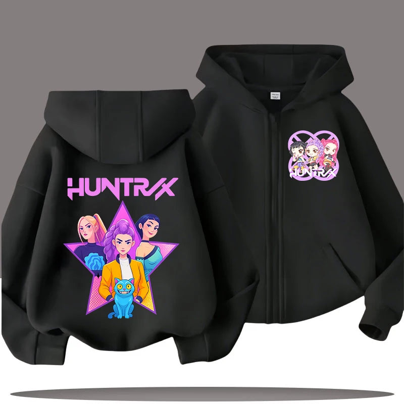 2026 New Kids Zip Up Sweatshirts Tiger Kpop Demon Hunters Hoodie Children Clothes Kid Girl Boy Sweatshirt Zipper Hoody Baby Top