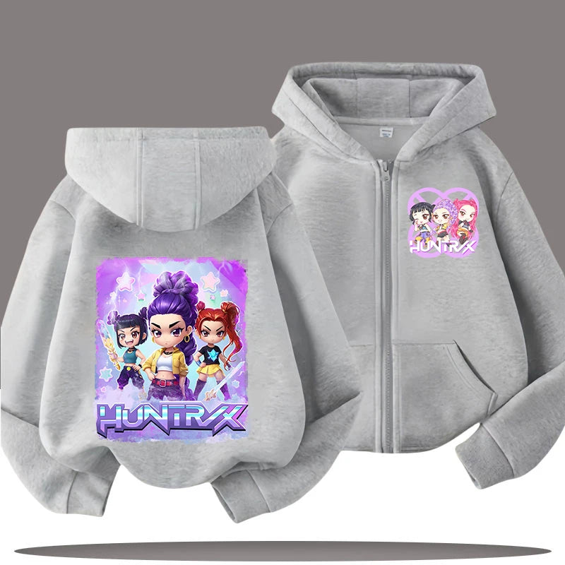 2026 New Kids Zip Up Sweatshirts Tiger Kpop Demon Hunters Hoodie Children Clothes Kid Girl Boy Sweatshirt Zipper Hoody Baby Top