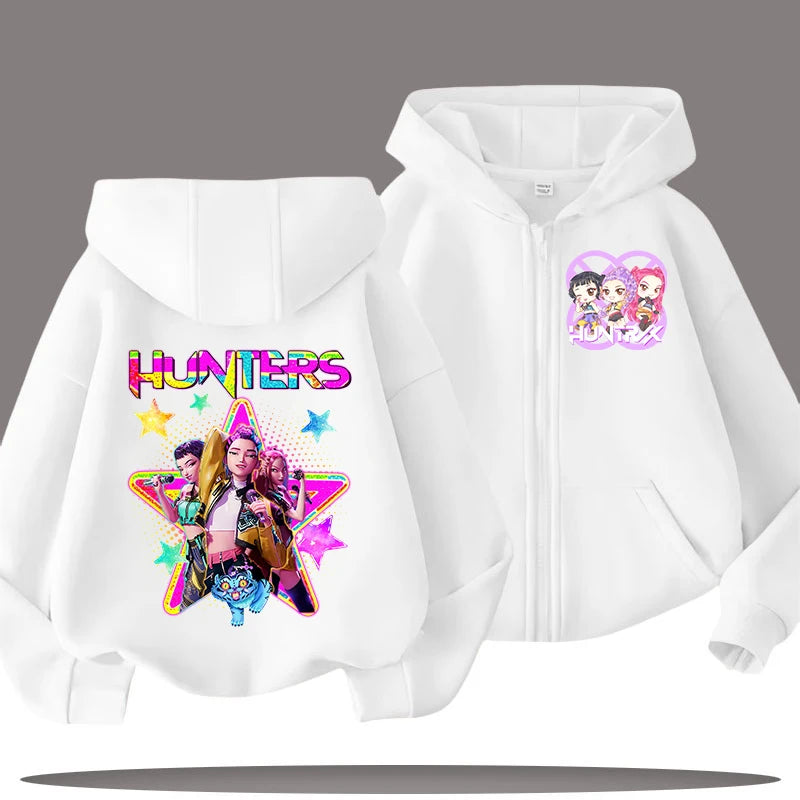 2026 New Kids Zip Up Sweatshirts Tiger Kpop Demon Hunters Hoodie Children Clothes Kid Girl Boy Sweatshirt Zipper Hoody Baby Top