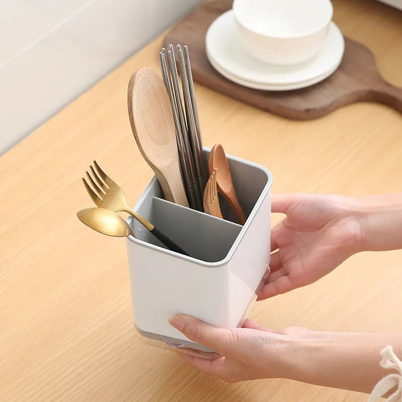 1pc Multifunctional Kitchen Utensil Holder-Space-Saving Chopsticks & Spoon Cage with Draining Storage Tube for Easy Organization