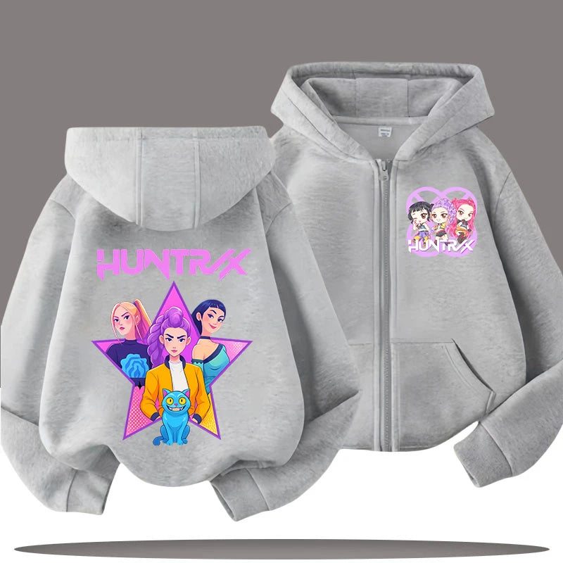 2026 New Kids Zip Up Sweatshirts Tiger Kpop Demon Hunters Hoodie Children Clothes Kid Girl Boy Sweatshirt Zipper Hoody Baby Top