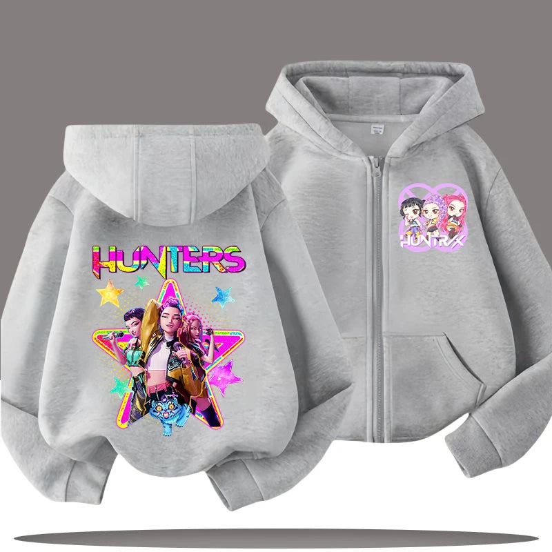 2026 New Kids Zip Up Sweatshirts Tiger Kpop Demon Hunters Hoodie Children Clothes Kid Girl Boy Sweatshirt Zipper Hoody Baby Top