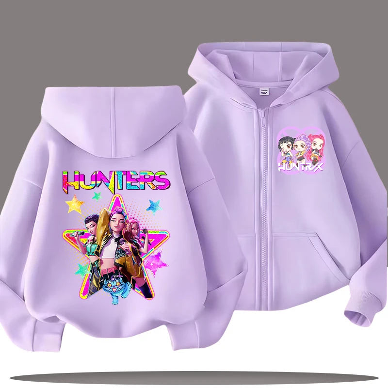 2026 New Kids Zip Up Sweatshirts Tiger Kpop Demon Hunters Hoodie Children Clothes Kid Girl Boy Sweatshirt Zipper Hoody Baby Top