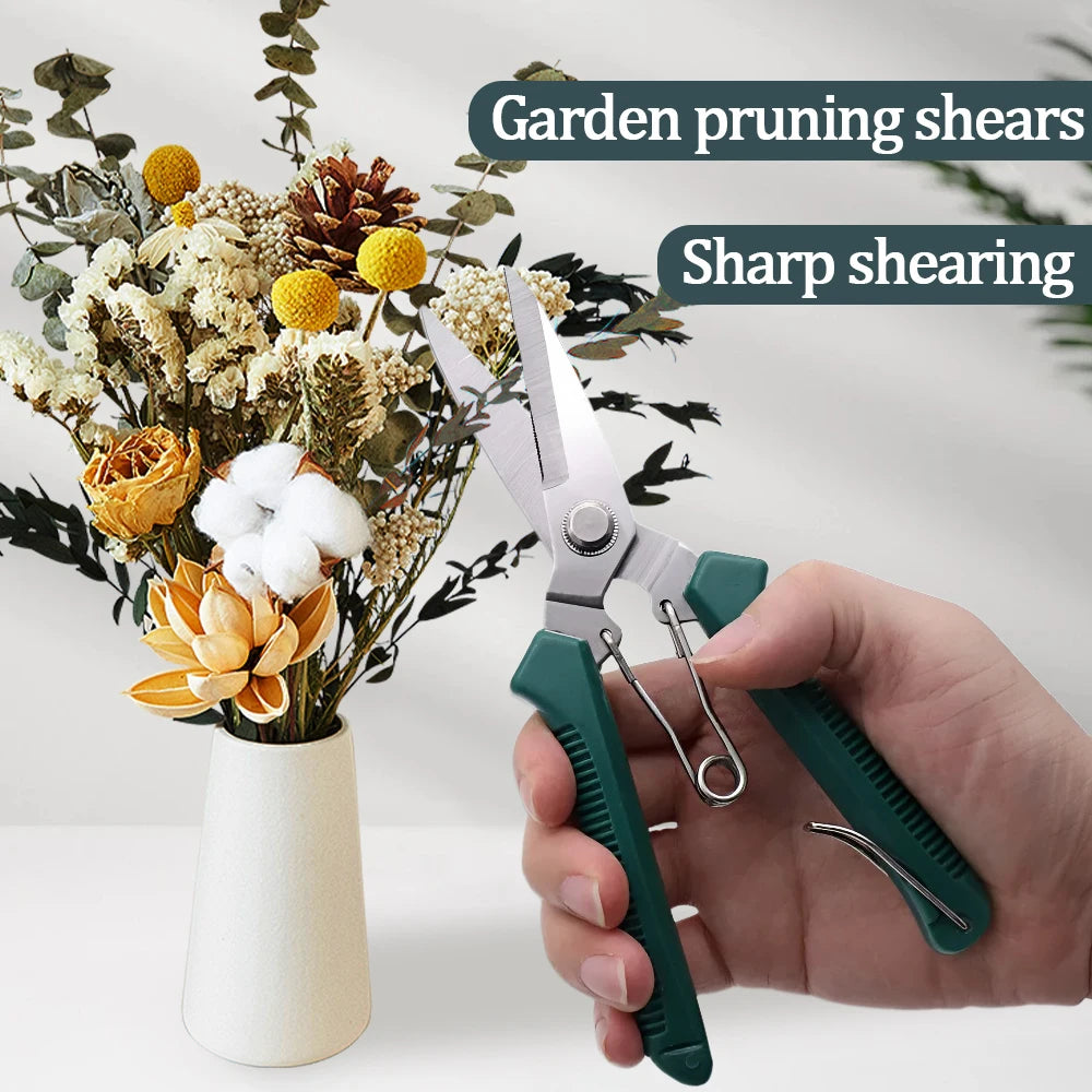 Straight Head Pruning Shears Non-slip Handle Stainless Steel Handle Garden Scissors for Bonsai Household Branch Nursery Trimming
