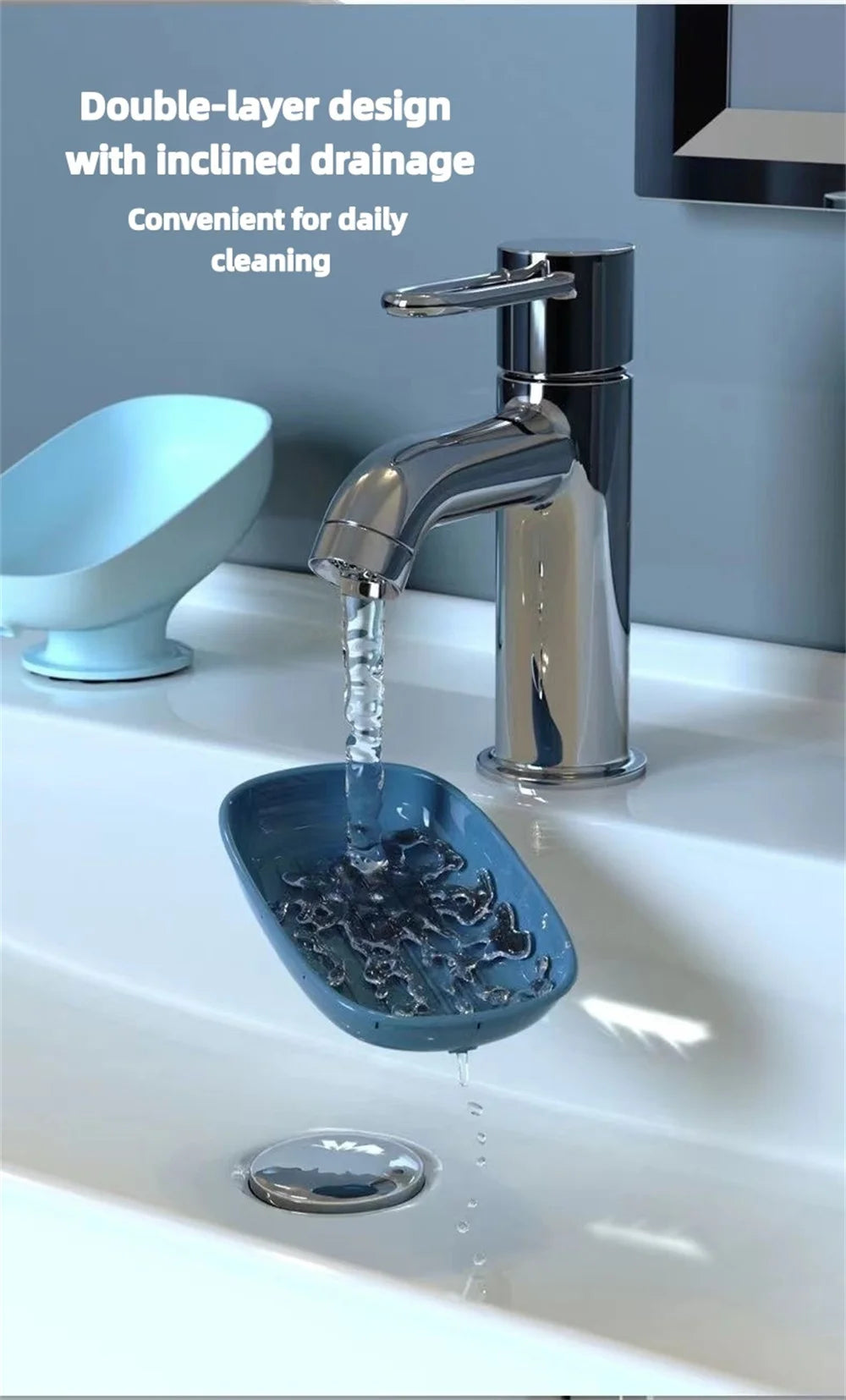 1pc Super Suction Cup Soap Dish Bathroom Portable Soap Dishes Holder Self Draining Soap Box For Bathroom Soap Holder Accessories