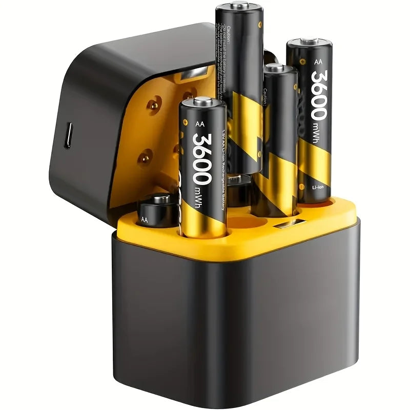 Rechargeable 1.5V 3600mWhAA lithium battery 8 sets, with fast charging box, high capacity AA lithium battery constant output lit