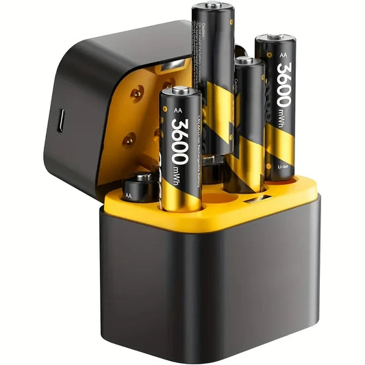 Rechargeable 1.5V 3600mWhAA lithium battery 8 sets, with fast charging box, high capacity AA lithium battery constant output lit