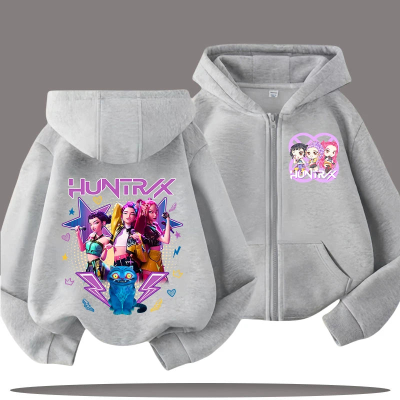 2026 New Kids Zip Up Sweatshirts Tiger Kpop Demon Hunters Hoodie Children Clothes Kid Girl Boy Sweatshirt Zipper Hoody Baby Top