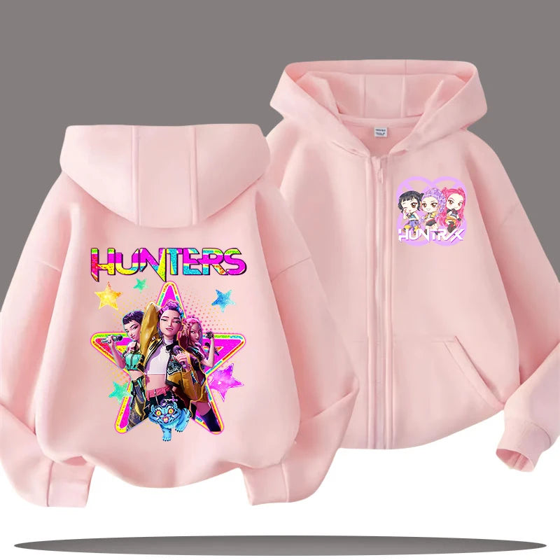 2026 New Kids Zip Up Sweatshirts Tiger Kpop Demon Hunters Hoodie Children Clothes Kid Girl Boy Sweatshirt Zipper Hoody Baby Top