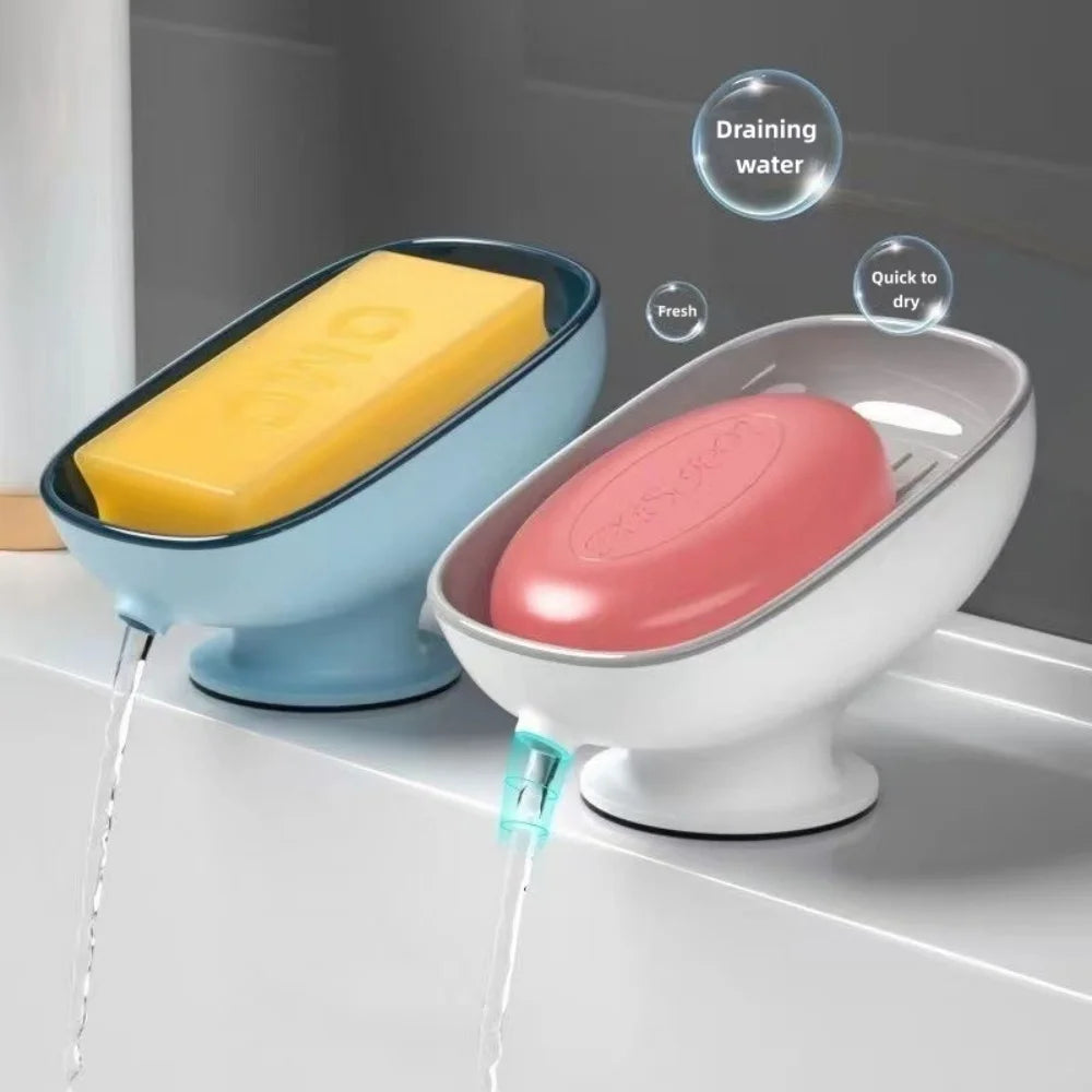 1pc Super Suction Cup Soap Dish Bathroom Portable Soap Dishes Holder Self Draining Soap Box For Bathroom Soap Holder Accessories