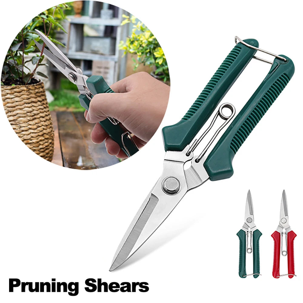 Straight Head Pruning Shears Non-slip Handle Stainless Steel Handle Garden Scissors for Bonsai Household Branch Nursery Trimming
