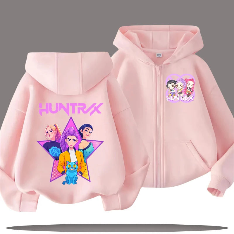 2026 New Kids Zip Up Sweatshirts Tiger Kpop Demon Hunters Hoodie Children Clothes Kid Girl Boy Sweatshirt Zipper Hoody Baby Top