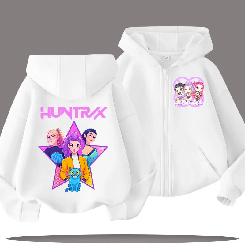 2026 New Kids Zip Up Sweatshirts Tiger Kpop Demon Hunters Hoodie Children Clothes Kid Girl Boy Sweatshirt Zipper Hoody Baby Top