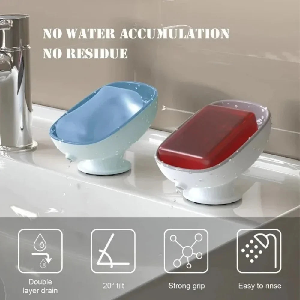 1pc Super Suction Cup Soap Dish Bathroom Portable Soap Dishes Holder Self Draining Soap Box For Bathroom Soap Holder Accessories