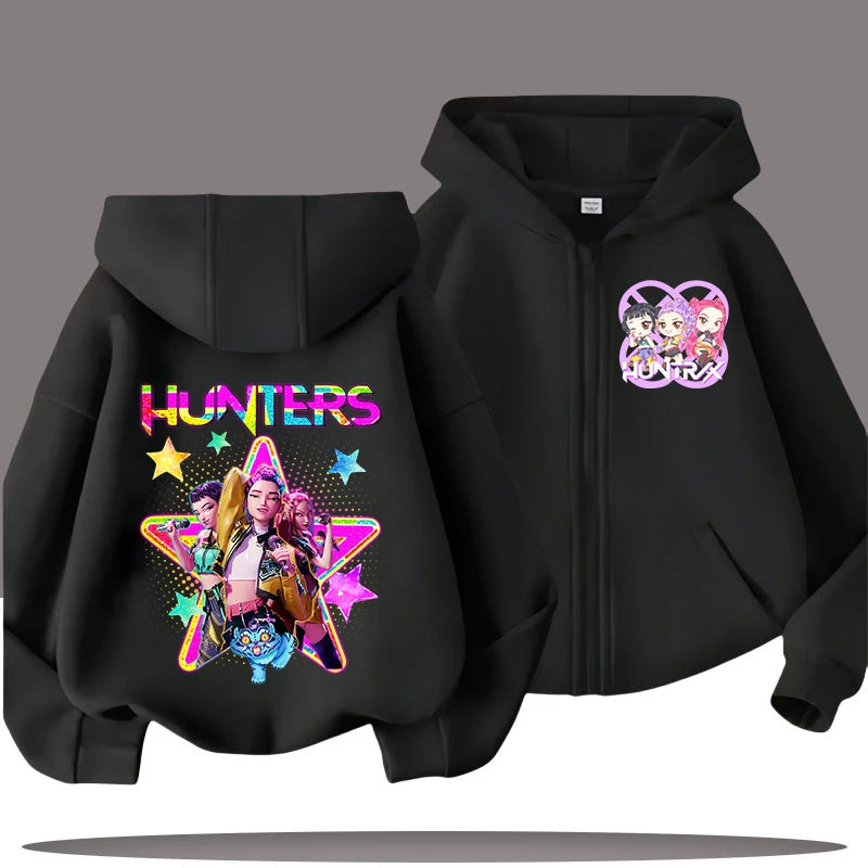 2026 New Kids Zip Up Sweatshirts Tiger Kpop Demon Hunters Hoodie Children Clothes Kid Girl Boy Sweatshirt Zipper Hoody Baby Top