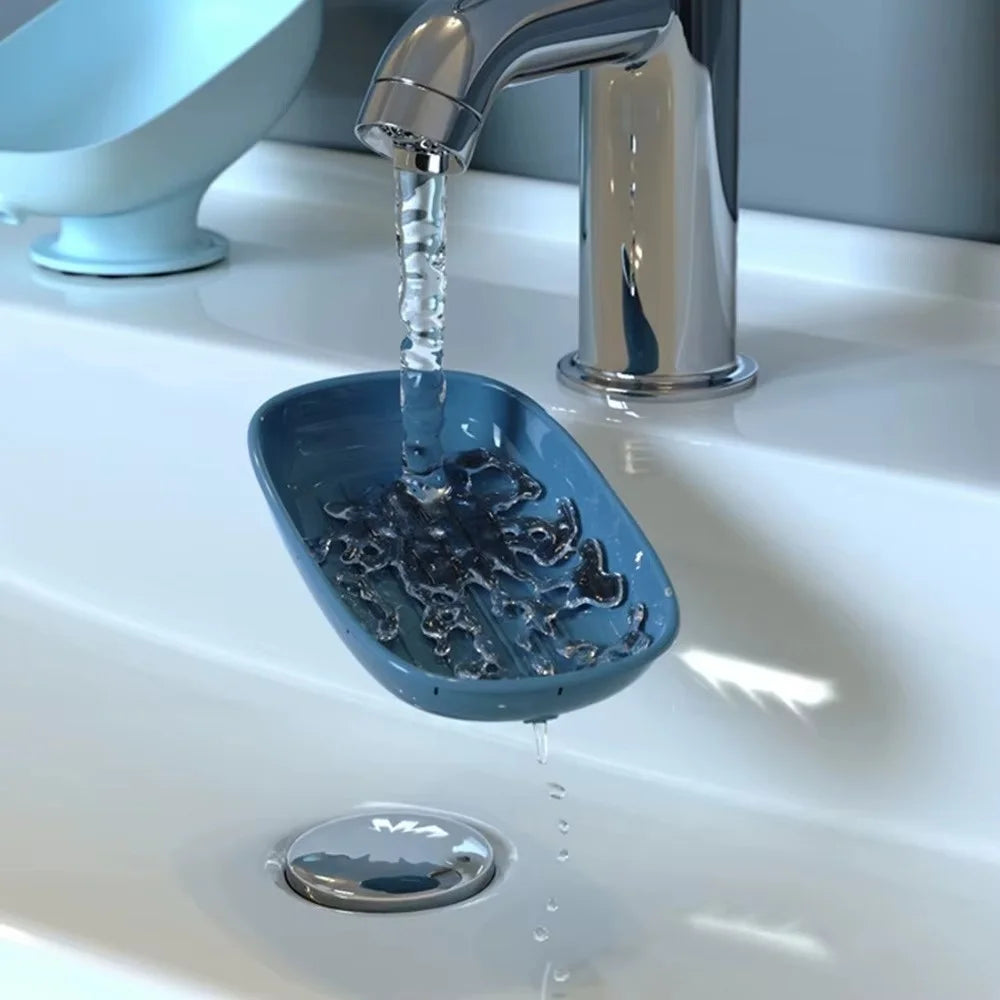 1pc Super Suction Cup Soap Dish Bathroom Portable Soap Dishes Holder Self Draining Soap Box For Bathroom Soap Holder Accessories